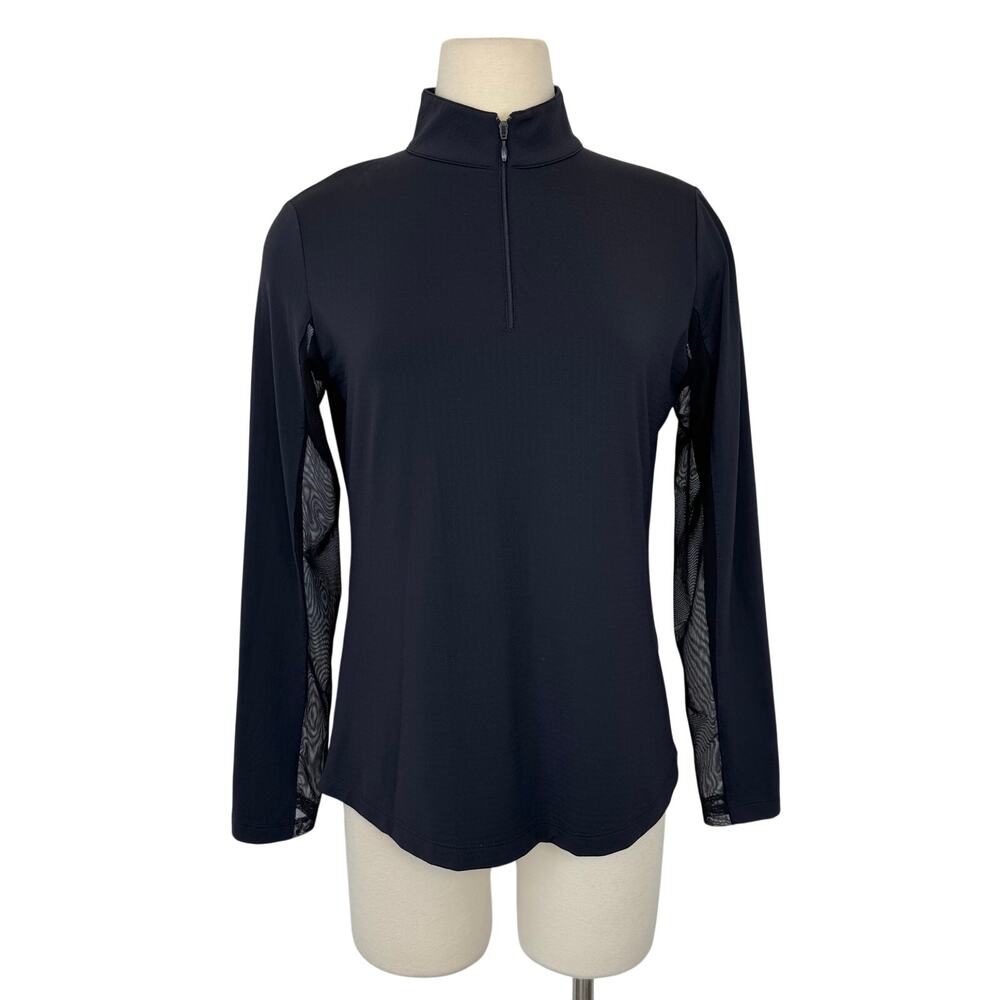 IBKUL Quarter-Zip Sweatshirt Long Sleeve Mock-Neck Top Black M Golf Athletic
